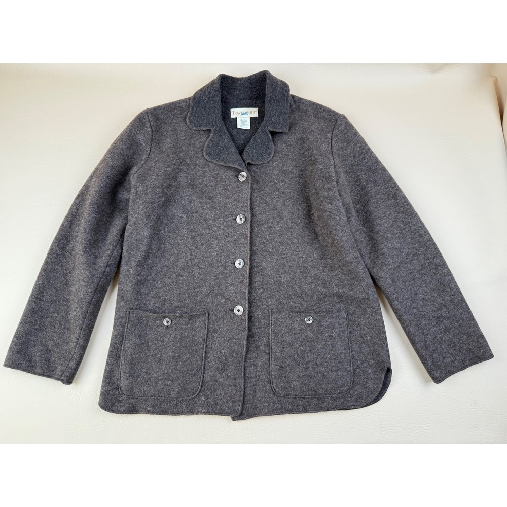 Minimalist Wool Blend Chore Jacket Gray Travel Security Pocket S TravelSmith